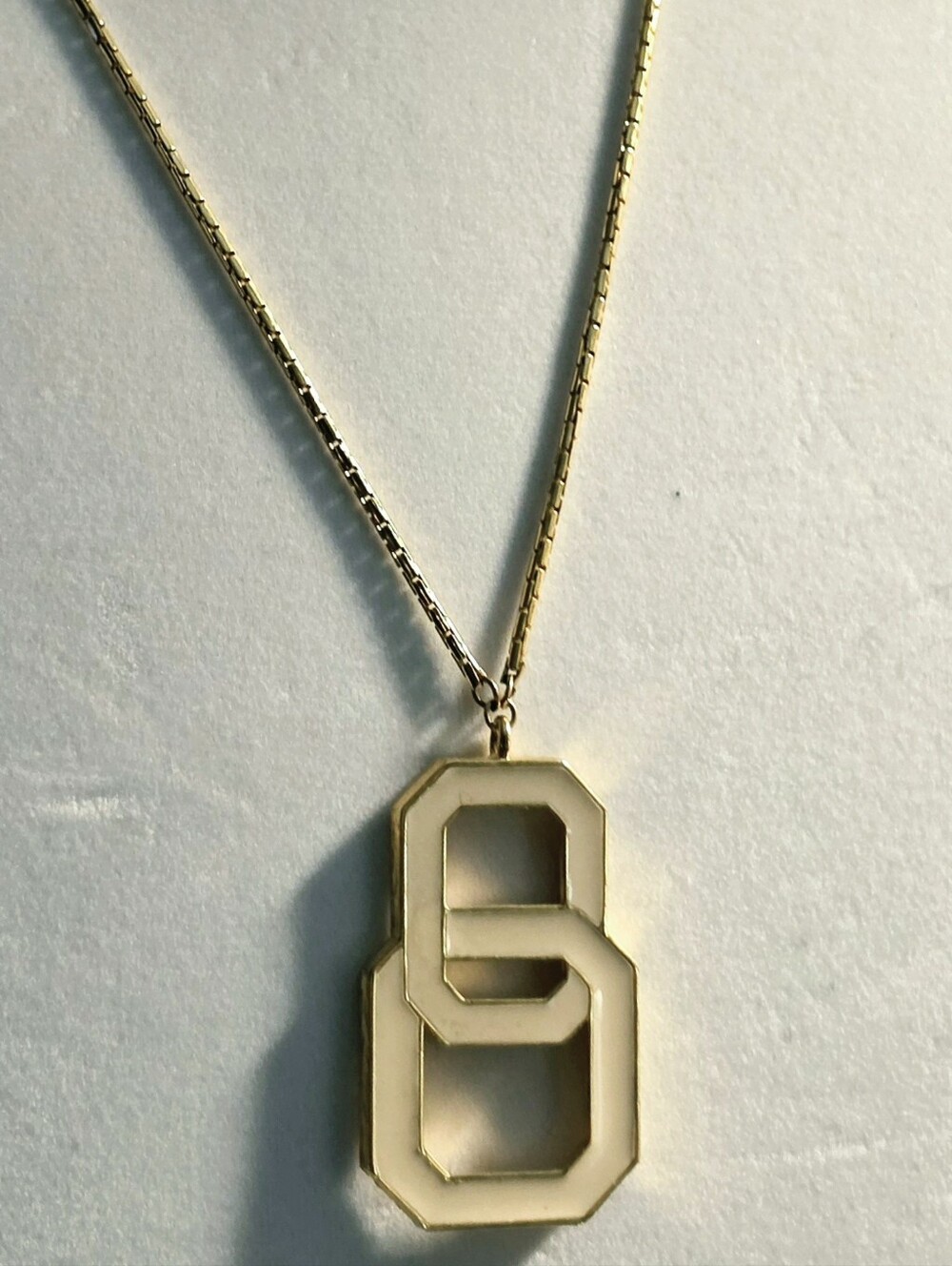 Gold Tone Interlocking Double-O Pendant Necklace